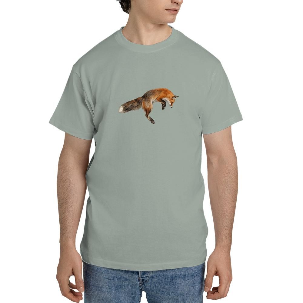 Red Fox T-Shirt – Jumping Fox Graphic Tee, Woodland Wildlife Shirt, Nature Lover Gift, Vintage Animal Tee — Bay