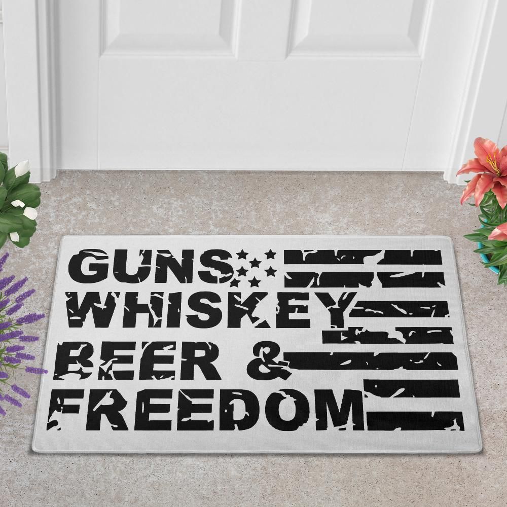 Guns Whiskey Beer & Freedom Patriotic Doormat Design - Picture 12 of 13
