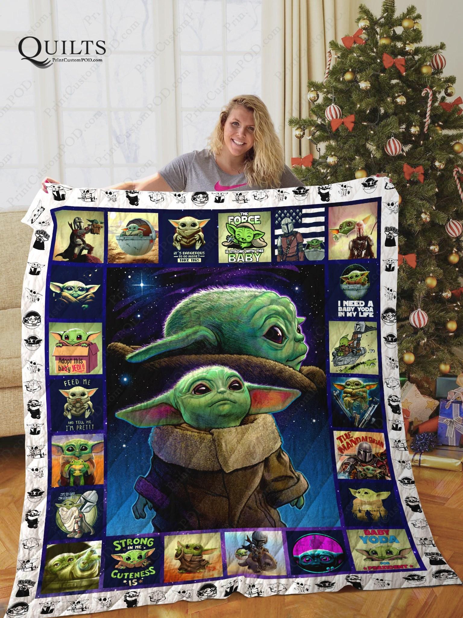 Star Wars Baby Yoda Quilt Blanket Design Version 3 Full Sizes