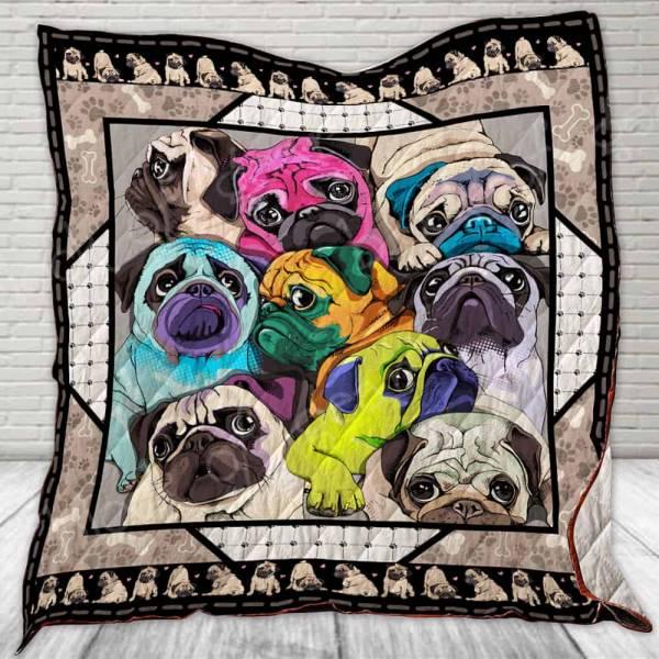I Love Pug Quilt Blanket - Awesome Design Gifts Idea for Pug Dogs Mother GTS003397