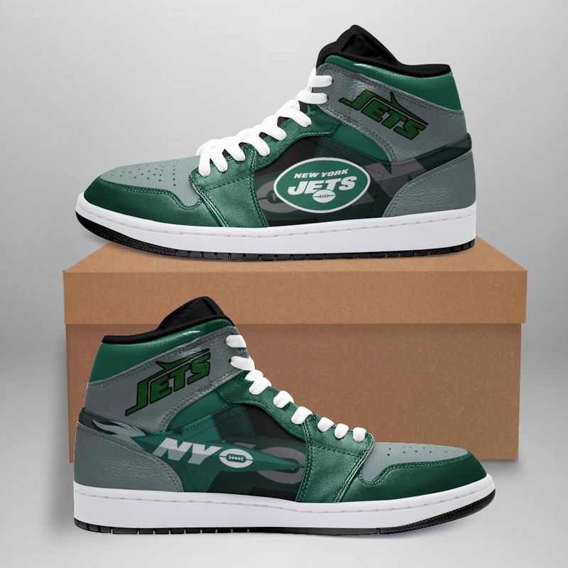 Stocktee New York Jets Jordan Sneakers White Sole Gotham Green Leather ...