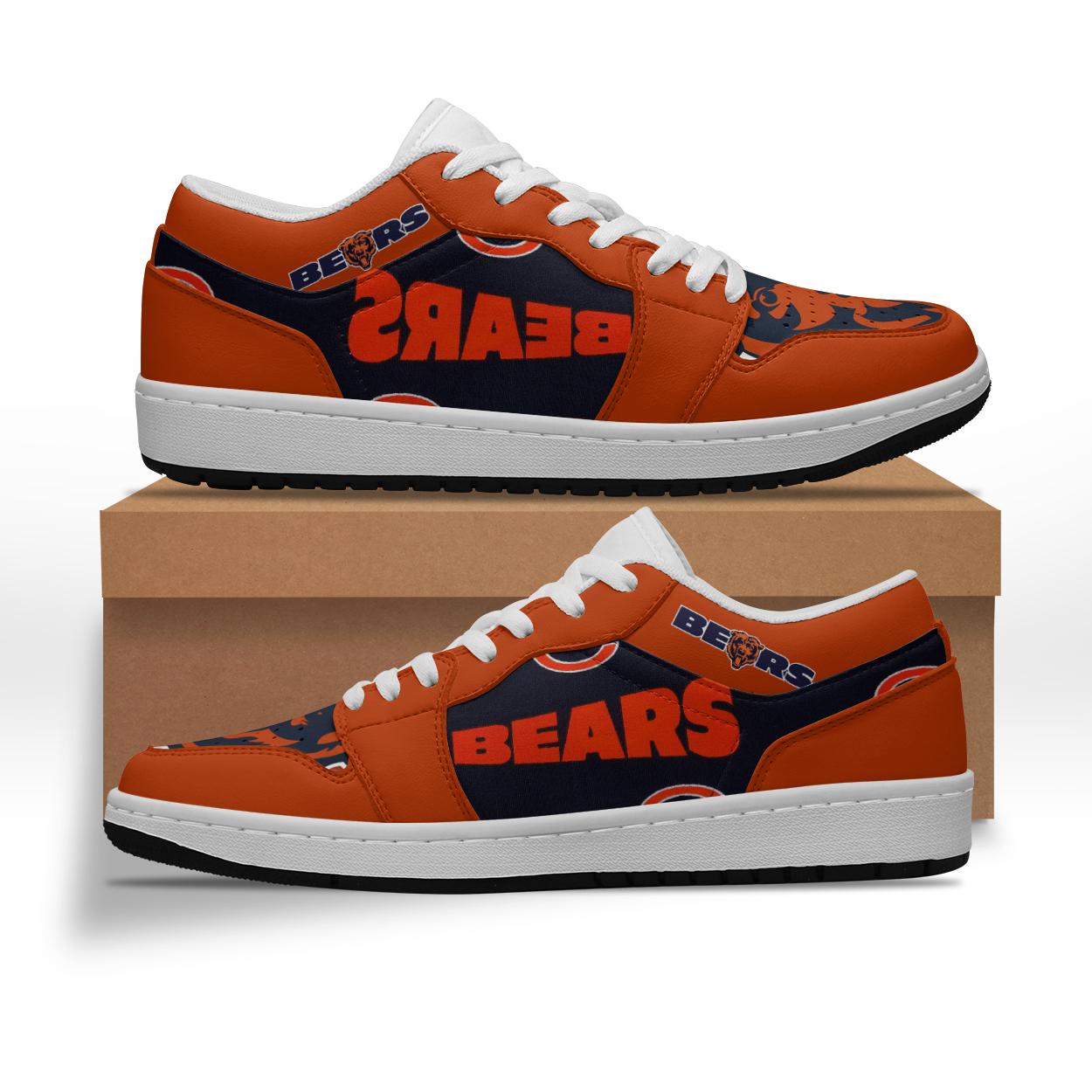Stocktee Chicago Bears Men's And Women's Low AJ Sneakers White Sole And ...