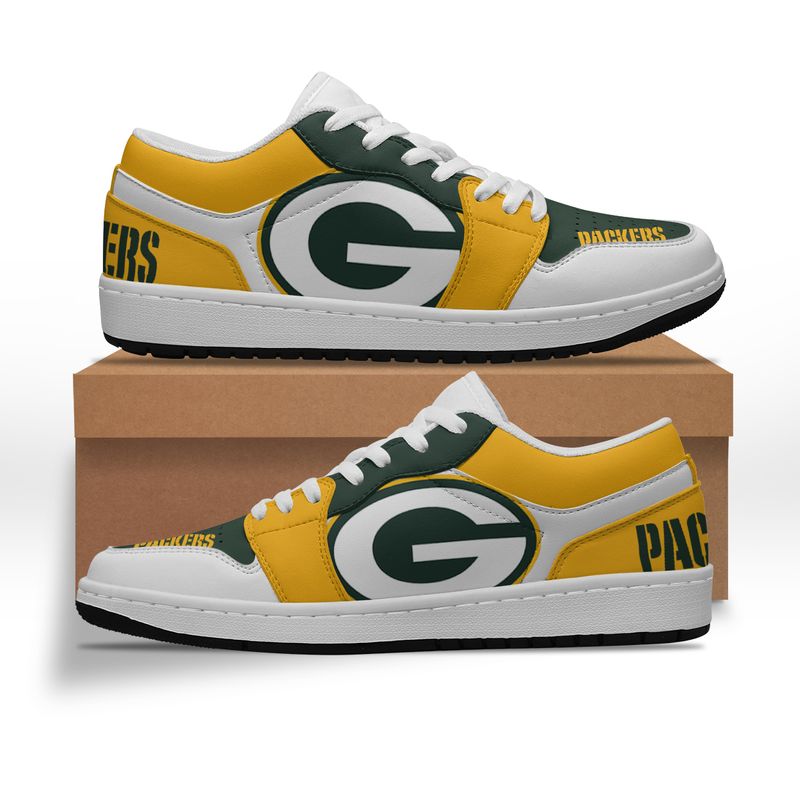 Green Bay Packers Men's And Women's Low AJ Sneakers White Sole And ...