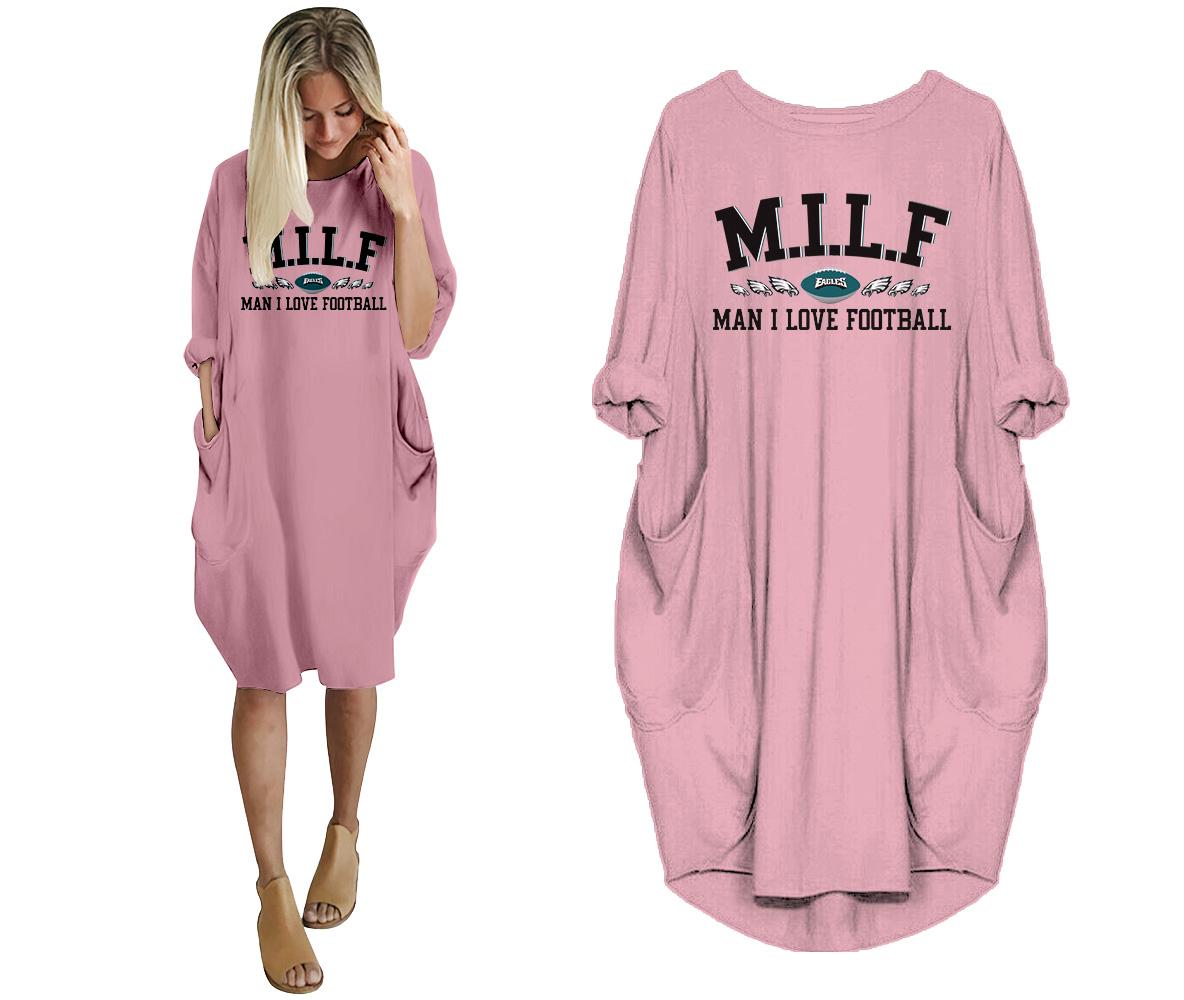 Stocktee Philadelphia Eagles M.I.L.F Queen Loose Casual Pocket T-shirt ...