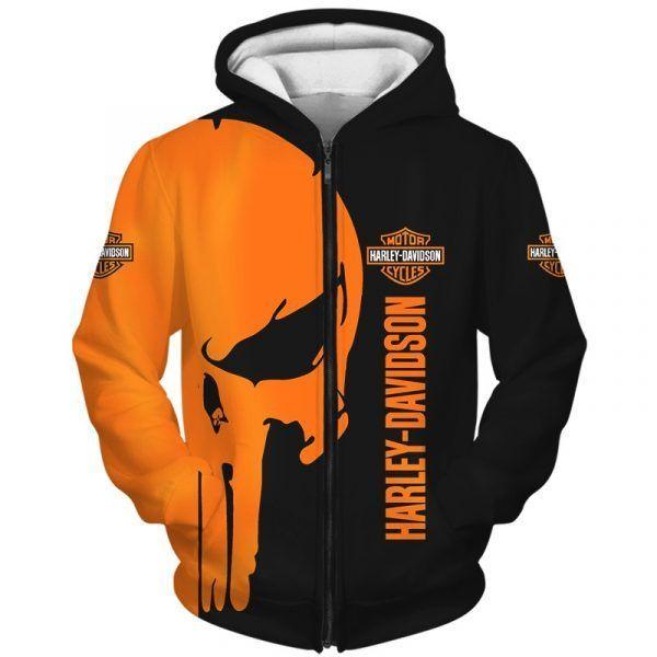 harley davidson hooded skull sweatshirt