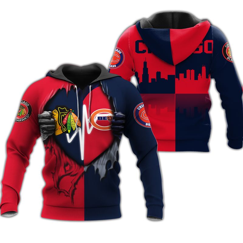 Stocktee Chicago Bears Vs Blackhawks Limited Edition Men's And Women's ...