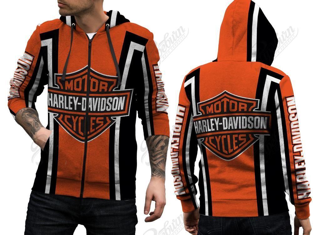harley davidson black and orange hoodie