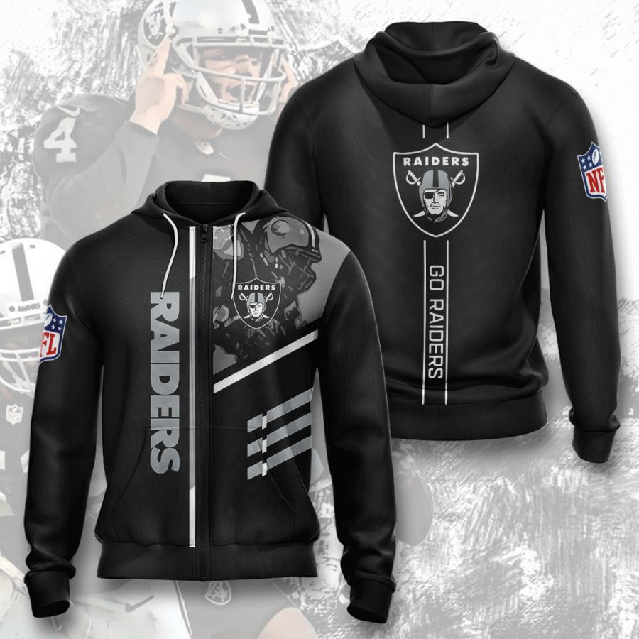 NFL Las Vegas Raiders Limited Edition All Over Print Black Zip Up Hoodie Unisex Sizes GTS000285