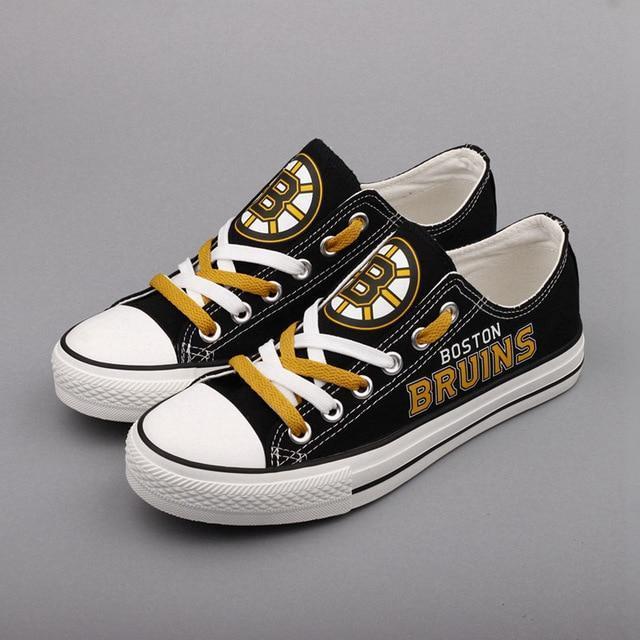 Stocktee Boston Bruins High Quality Low Top Converse Orange Shoes Laces ...