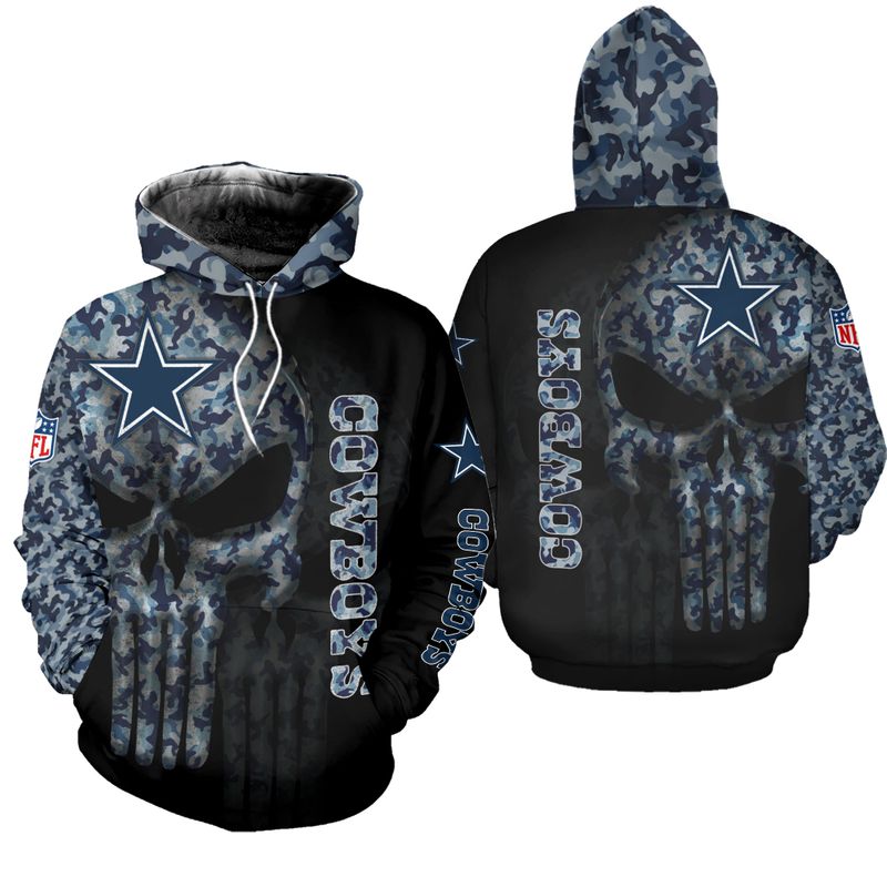 NFL Dallas Cowboys Skull Limited Edition All Over Print Zip Up Fleece ...