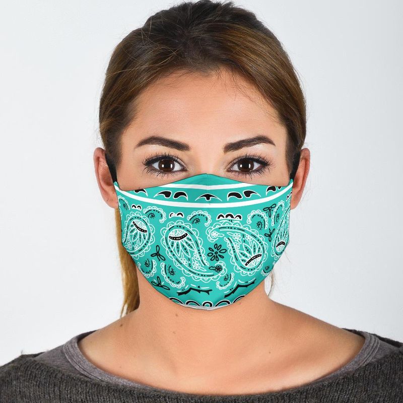 Stocktee Edge Turquoise Bandana Face Mask with Layer Filters