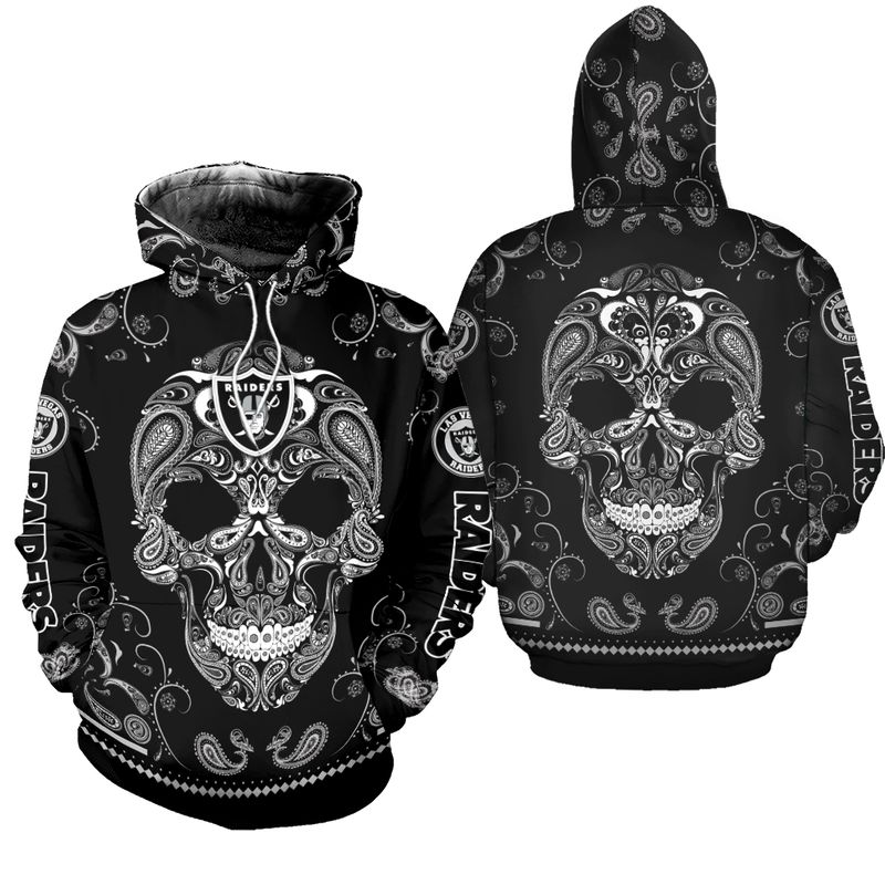 Stocktee Las Vegas Raiders Limited Edition Bandana Skull Sweatshirt Zip ...
