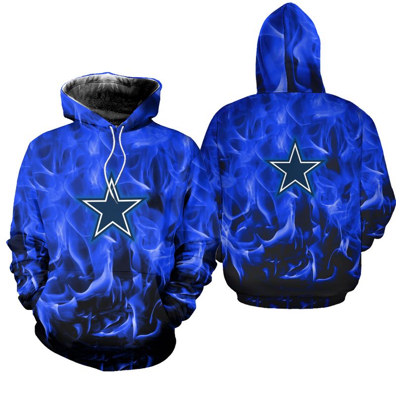 NFL Dallas Cowboys On Fire Limited Edition All Over Print Zip Hoodie T ...