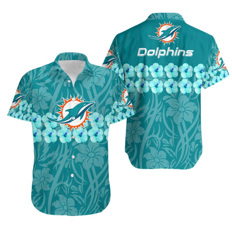 Stocktee Miami Dolphins Flower and Logo Limited Edition Hawaiian Shirt ...