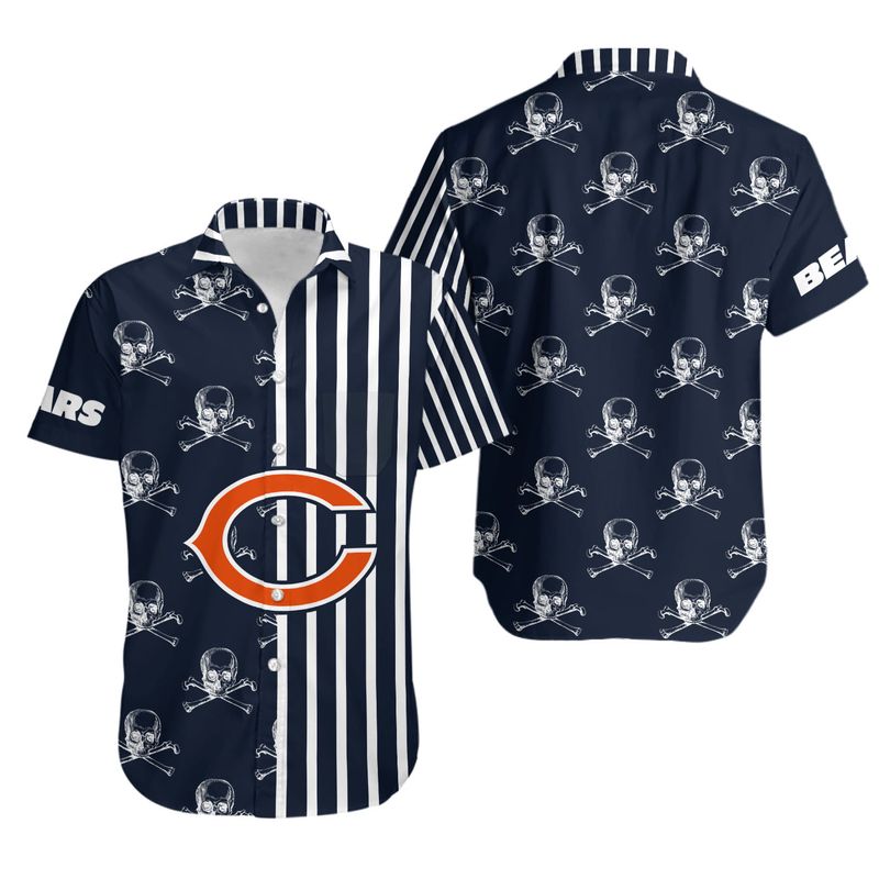 Stocktee Chicago Bears Stripes and Skull Limited Edition Hawaiian Shirt ...