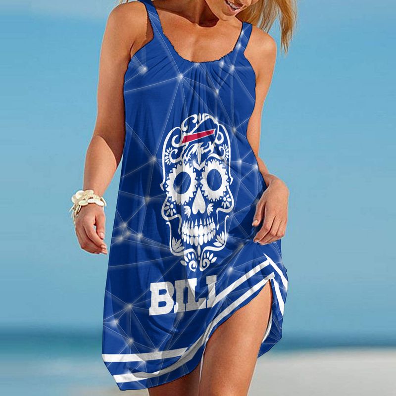 Stocktee Buffalo Bills Smiling Skull Limited Edition Summer Beach Dress ...