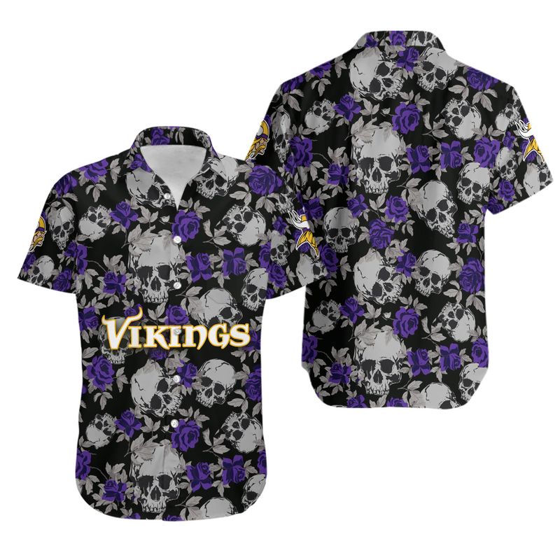 Stocktee Minnesota Vikings Roses And Skull Limited Edition Hawaii Shirt ...