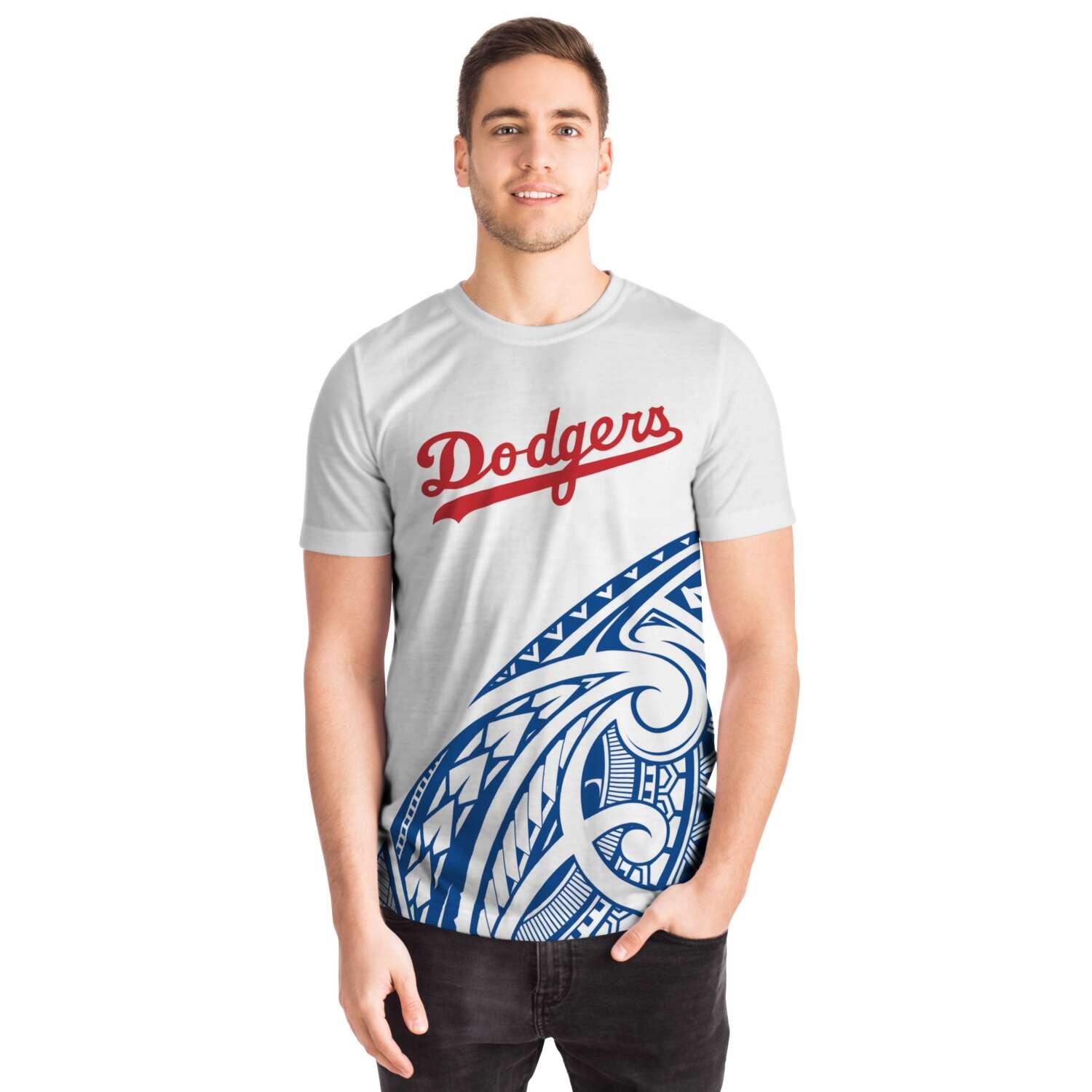 Los Angeles Dodgers T-shirts White Polynesian Design GTS008939