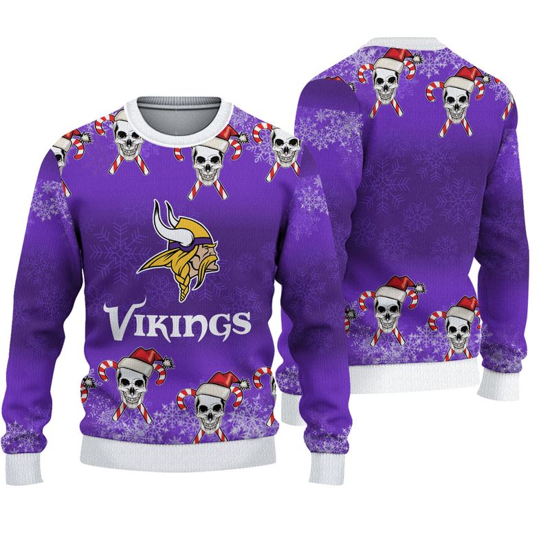 Stocktee Minnesota Vikings Christmas Skull Limited Edition Knitted ...