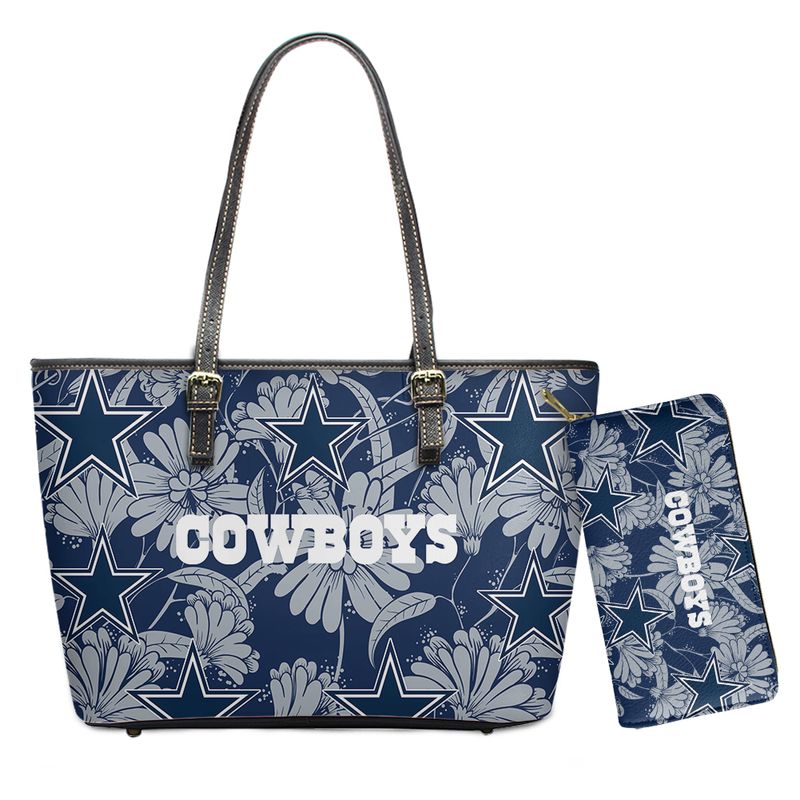 Stocktee Dallas Cowboys Flower Pattern Limited Edition Tote Bag and Wallet NLA069901