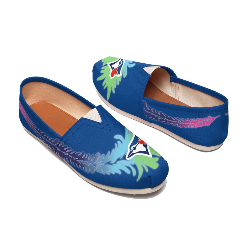 Stocktee Toronto Blue Jays Peacock Feather Pattern Limited Edition Women Slip On Shoes New026861 9862