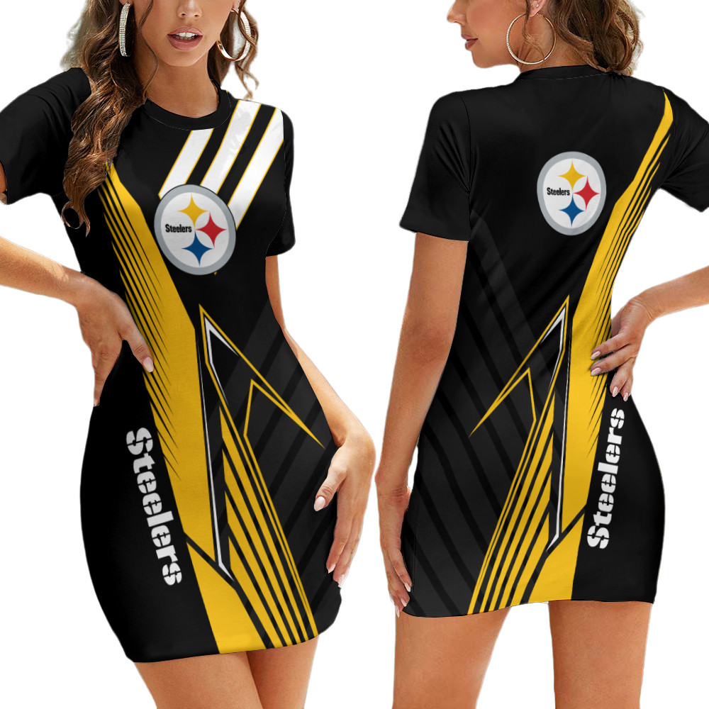 Pittsburgh Steelers Limited Edition Summer Casual Short Sleeve Bodycon Mini Dress Gts005150 