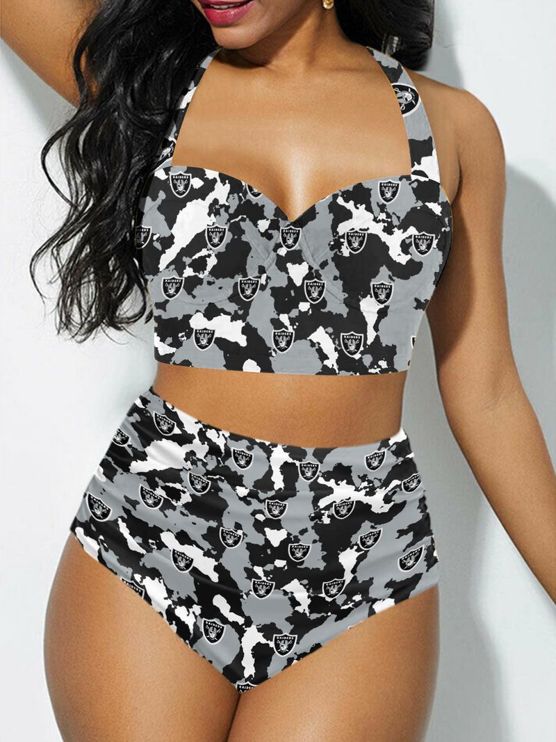 Bikini 2 Pezzi Las Vegas Raiders – Donna – XL – Motivo A Quadri, Spalline Regolabili - 2