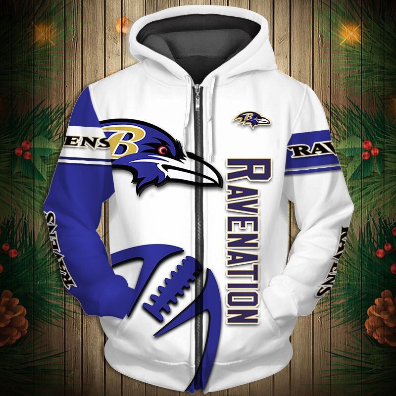 Stocktee Baltimore Ravens Limited Edition Over Print Full 3D Zip Hoodie ...