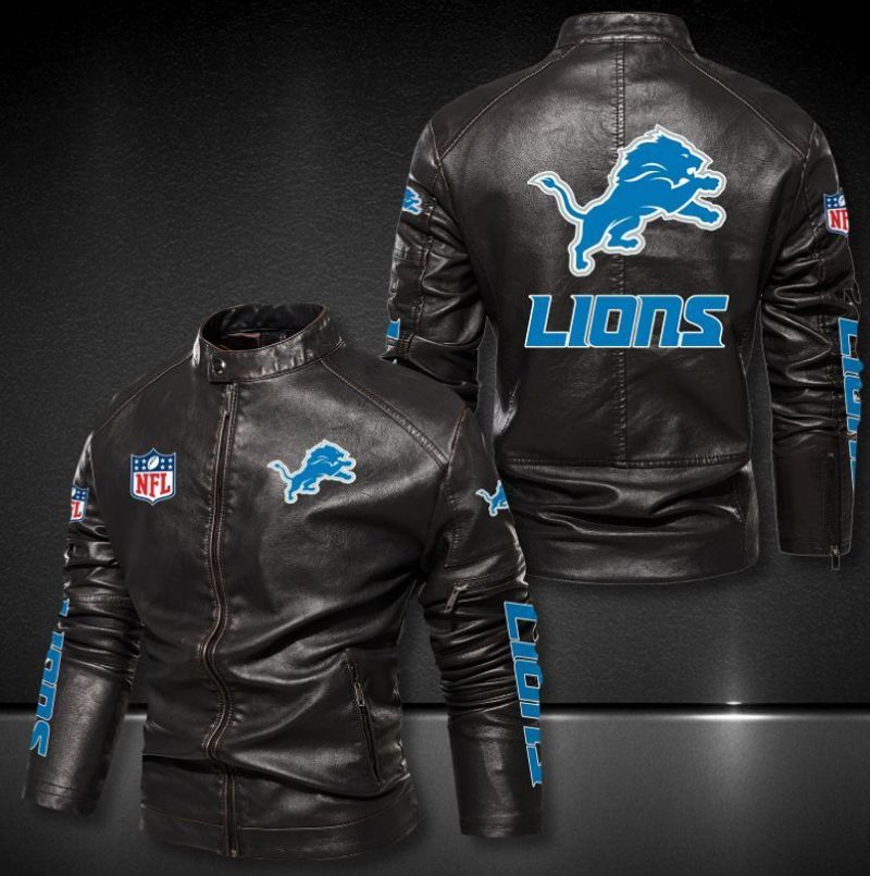 Stocktee Detroit Lions Limited Edition Leather Jacket Moto GTS009362