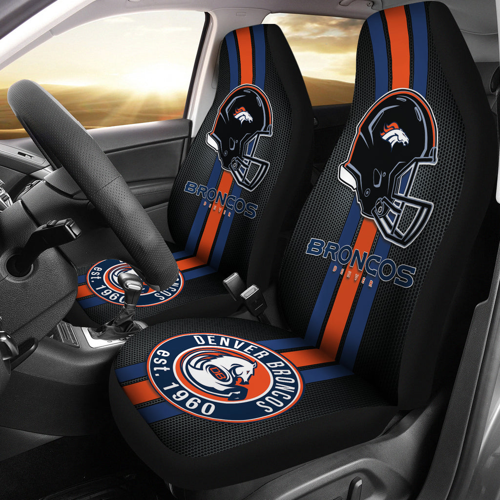 Denver Broncos Car Seat Covers American Football Logo Helmet Car