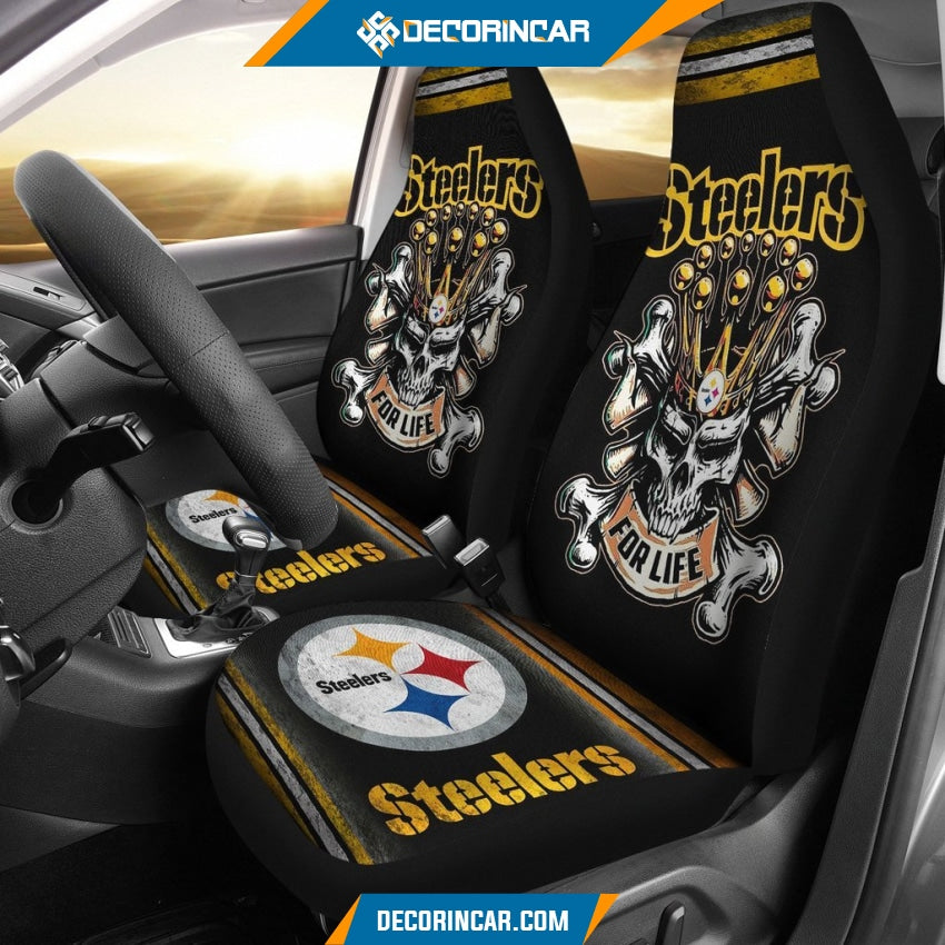 Pittsburgh Steelers NFL Skull King Limited Edition Car Seat Covers