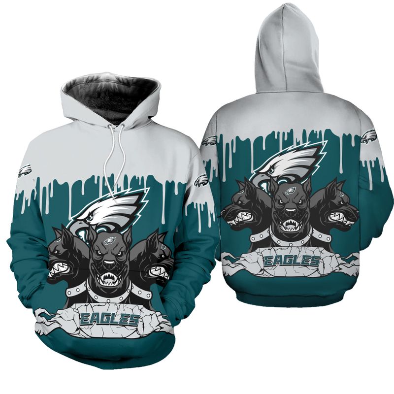 Stocktee Philadelphia Eagles 3 Heads Cerberus All Over Print Hoodie ...