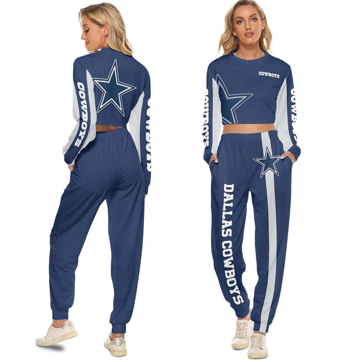 Stocktee Dallas Cowboys Crop Sweatshirt Suit All Over Print Logo ...