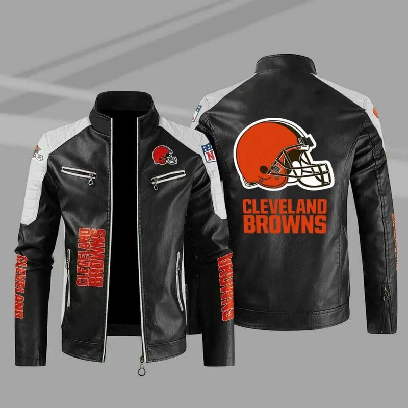 Stocktee Cleveland Browns Black Color n Men's Stand-up Collar Block ...