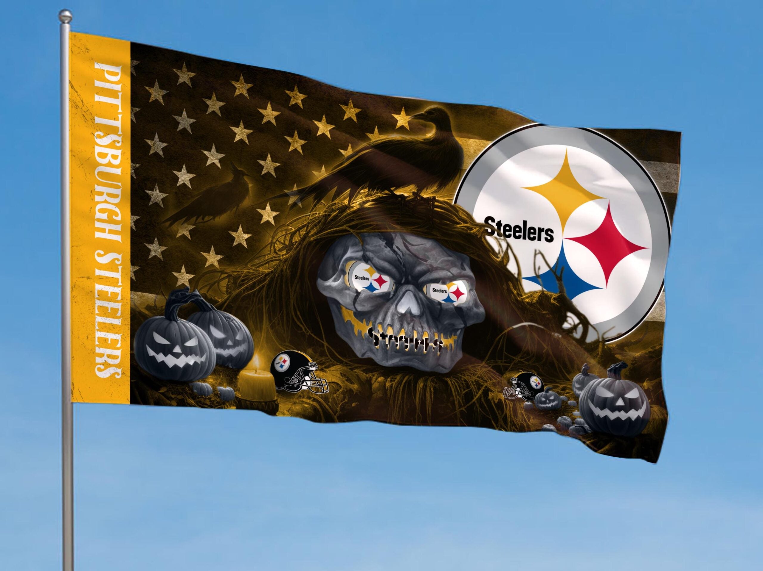 Pittsburgh Steelers Halloween Season All Over Print Flag