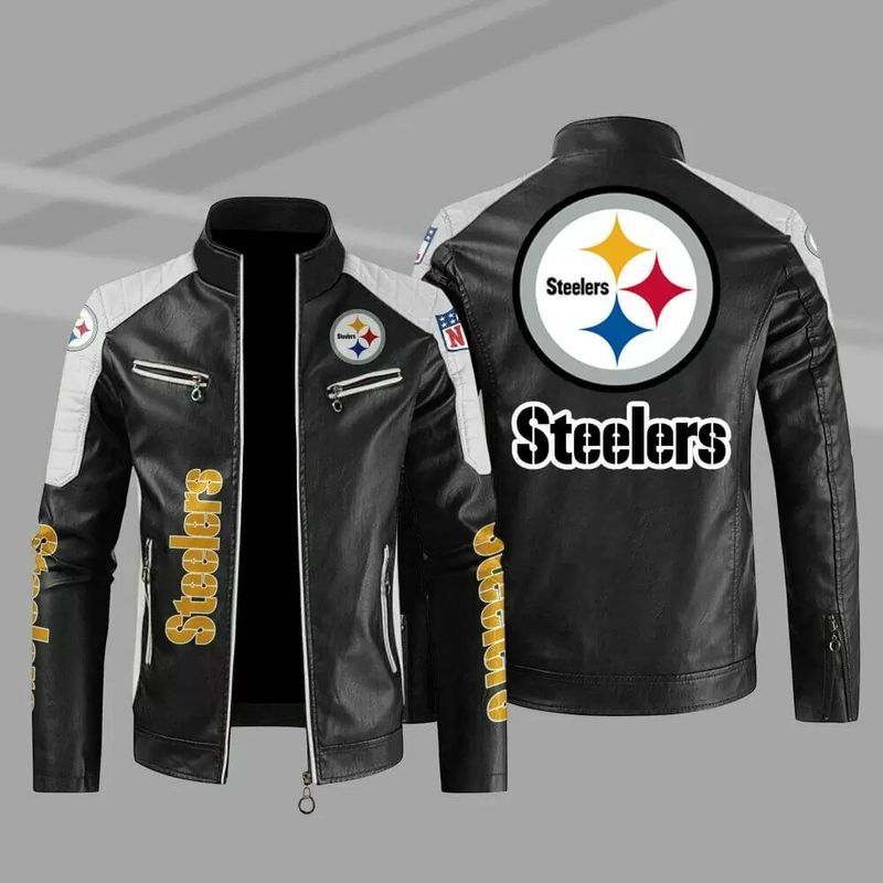 Stocktee Pittsburgh Steelers Black Color n Men's Standup Collar Block